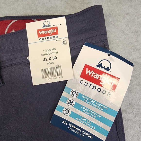 Wrangler Outdoor All Terrain Cargo Pants Mens 42x30 Straight Fit Blue Stretch - Picture 6 of 9